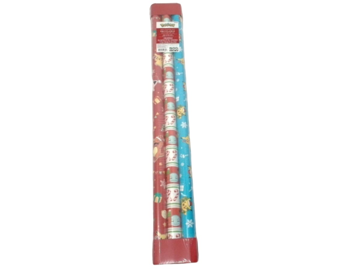 Pokemon Christmas Gift Wrap - 3 Rolls Assorted Wrapping Paper - Brantford Surplus