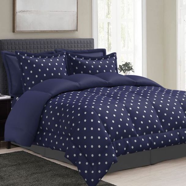 Queen Polka Dot Comforter Set 3 Piece Bedding - Brantford Surplus
