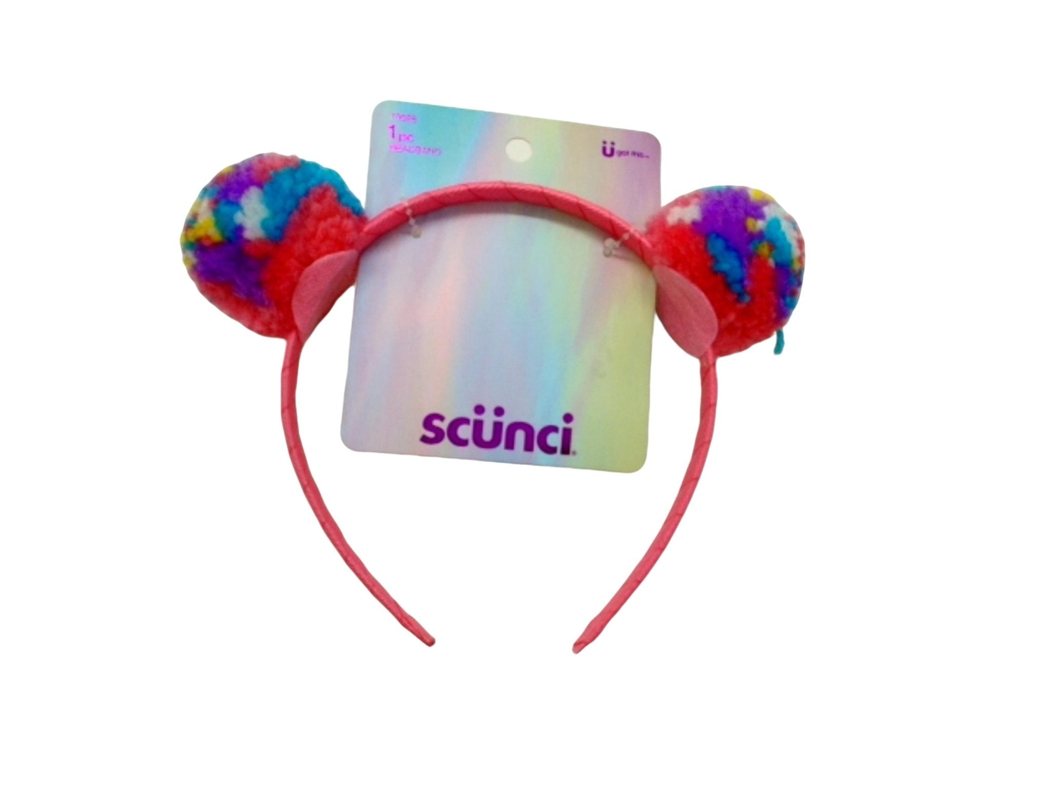 Rainbow Pompom Headband - Scunci Hair Accessory - Brantford Surplus
