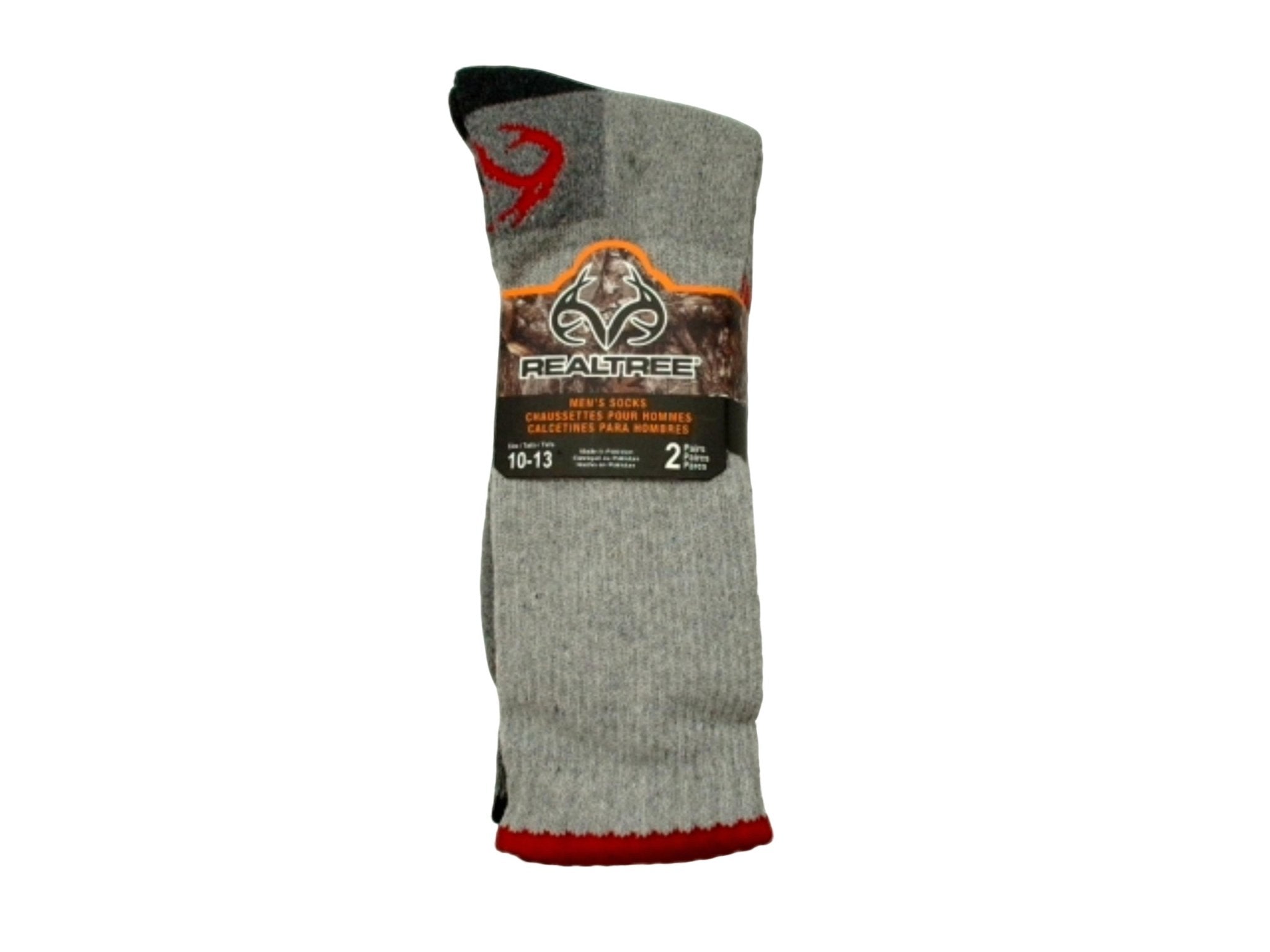 Realtree Men's Grey Socks 2 - Pack Size 10 - 13 - Brantford Surplus