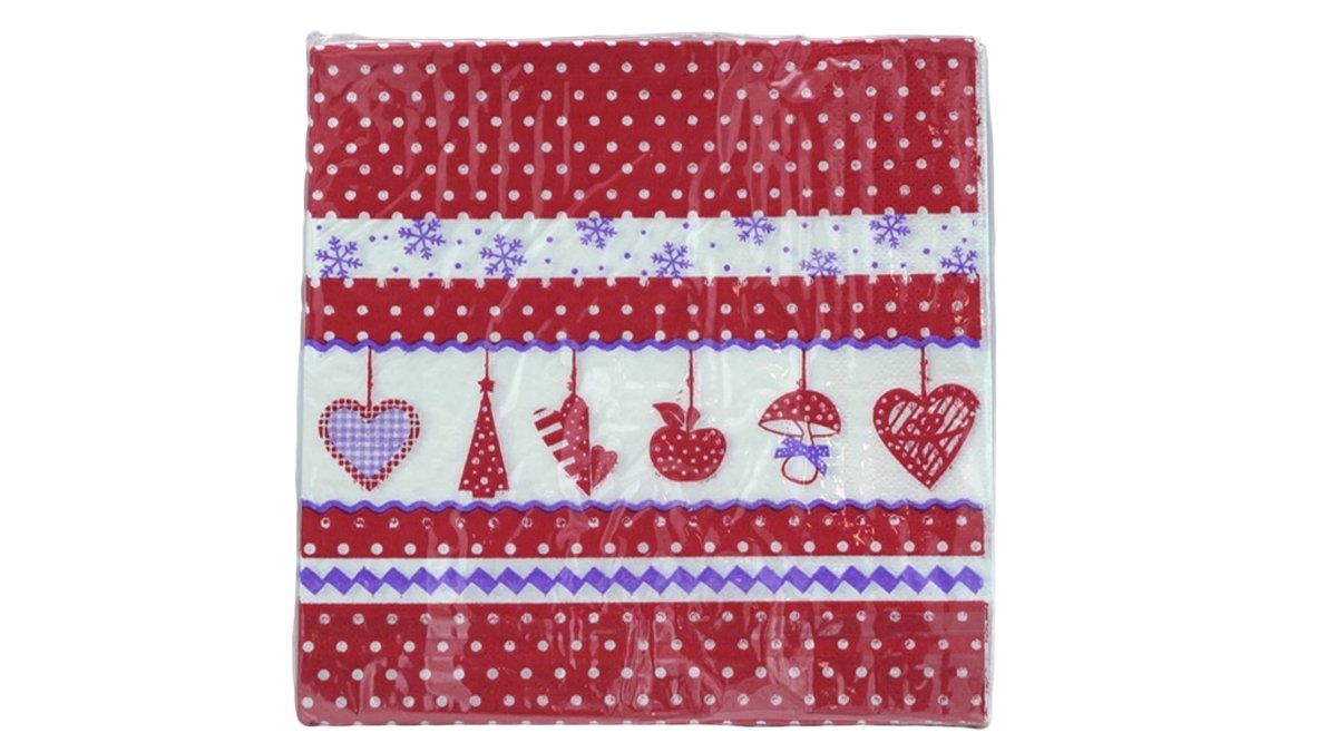 Red Polka Dot Christmas Napkins - Festive Holiday Serviettes - Brantford Surplus