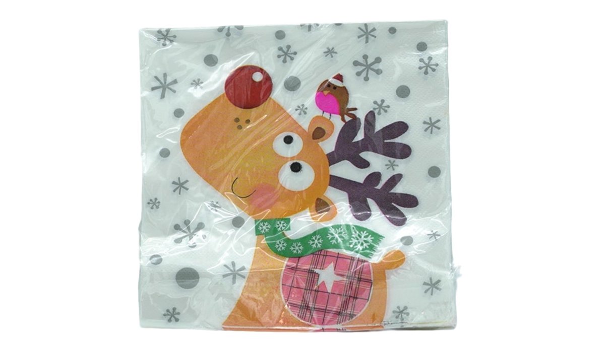 Reindeer Christmas Napkins - Festive Holiday Table Serviettes - Brantford Surplus