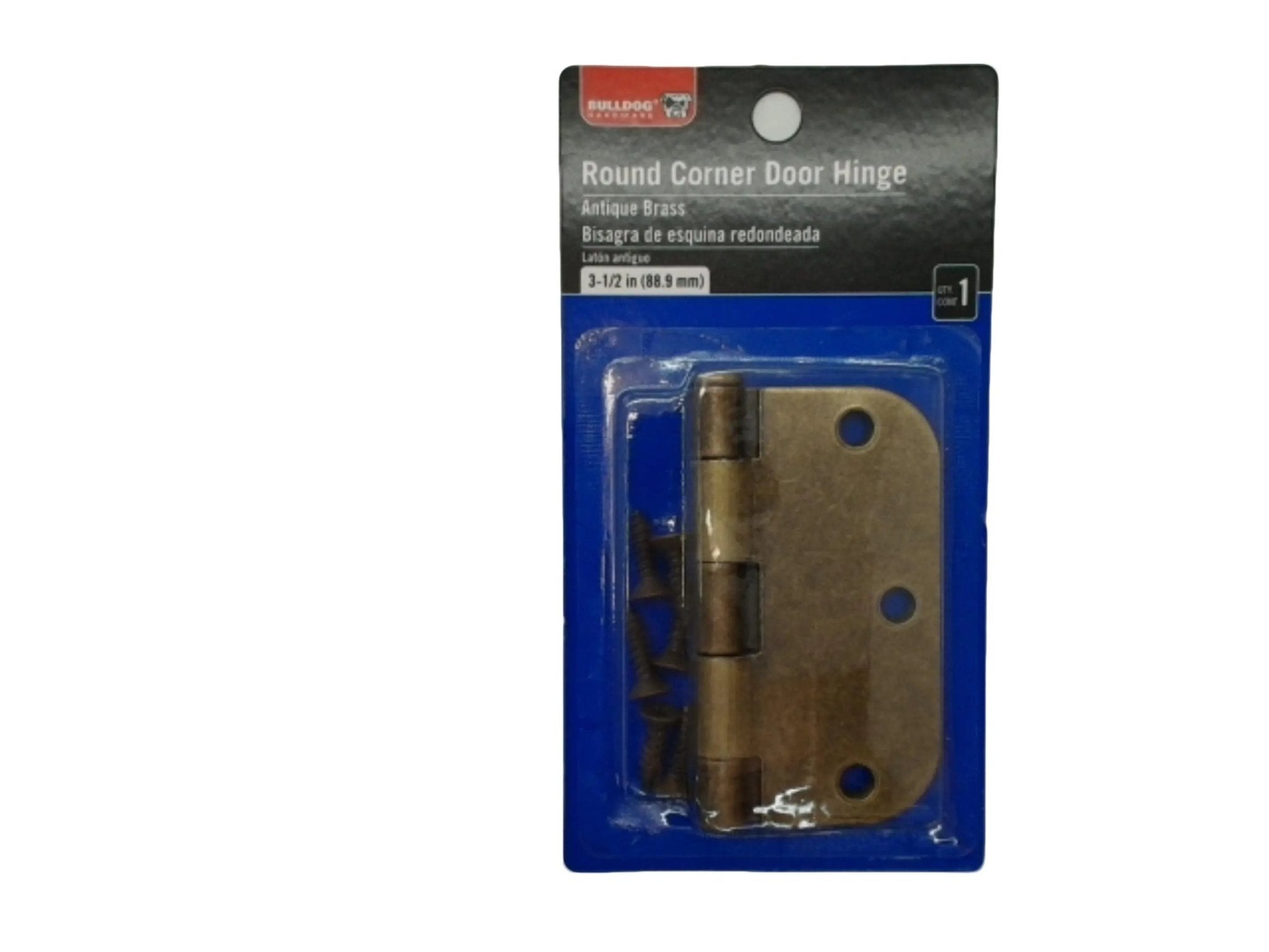 Round Corner Door Hinge 3.5" Antique Brass Bulldog - Brantford Surplus