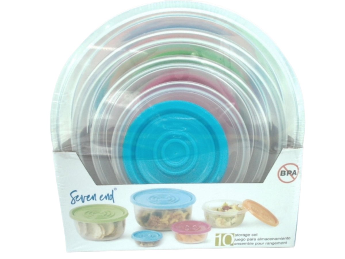 Round Plastic Food Storage Containers Set - 10 Piece Airtight - Brantford Surplus