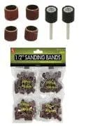 Sanding Bands 1/2" 100pcs. (4x25) w/2 Rubber Mandrels - Brantford Surplus