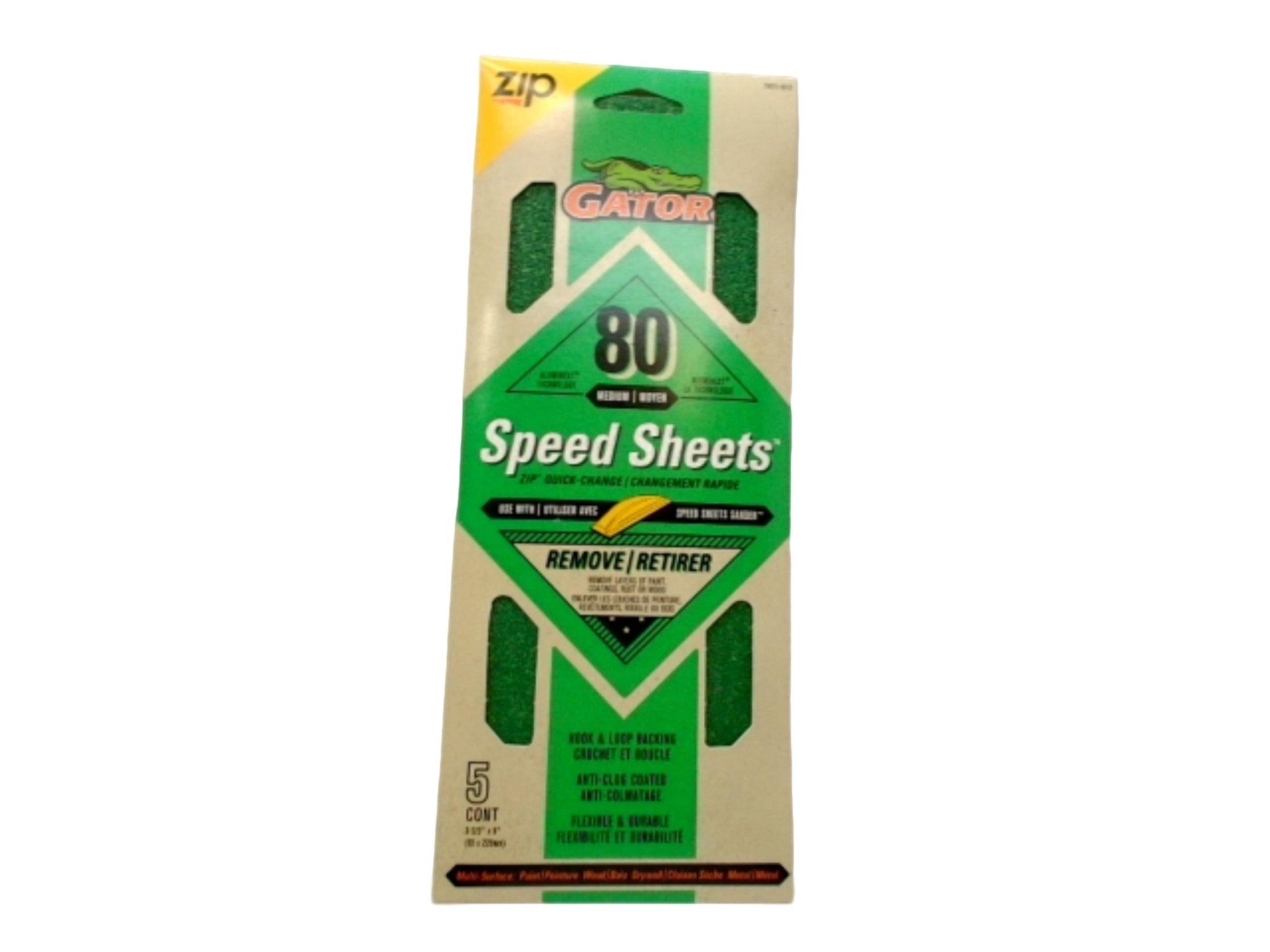 Sandpaper Speed Sheets 80 Grit 3 - 2/3" x 9" 5pk. Gator - Brantford Surplus