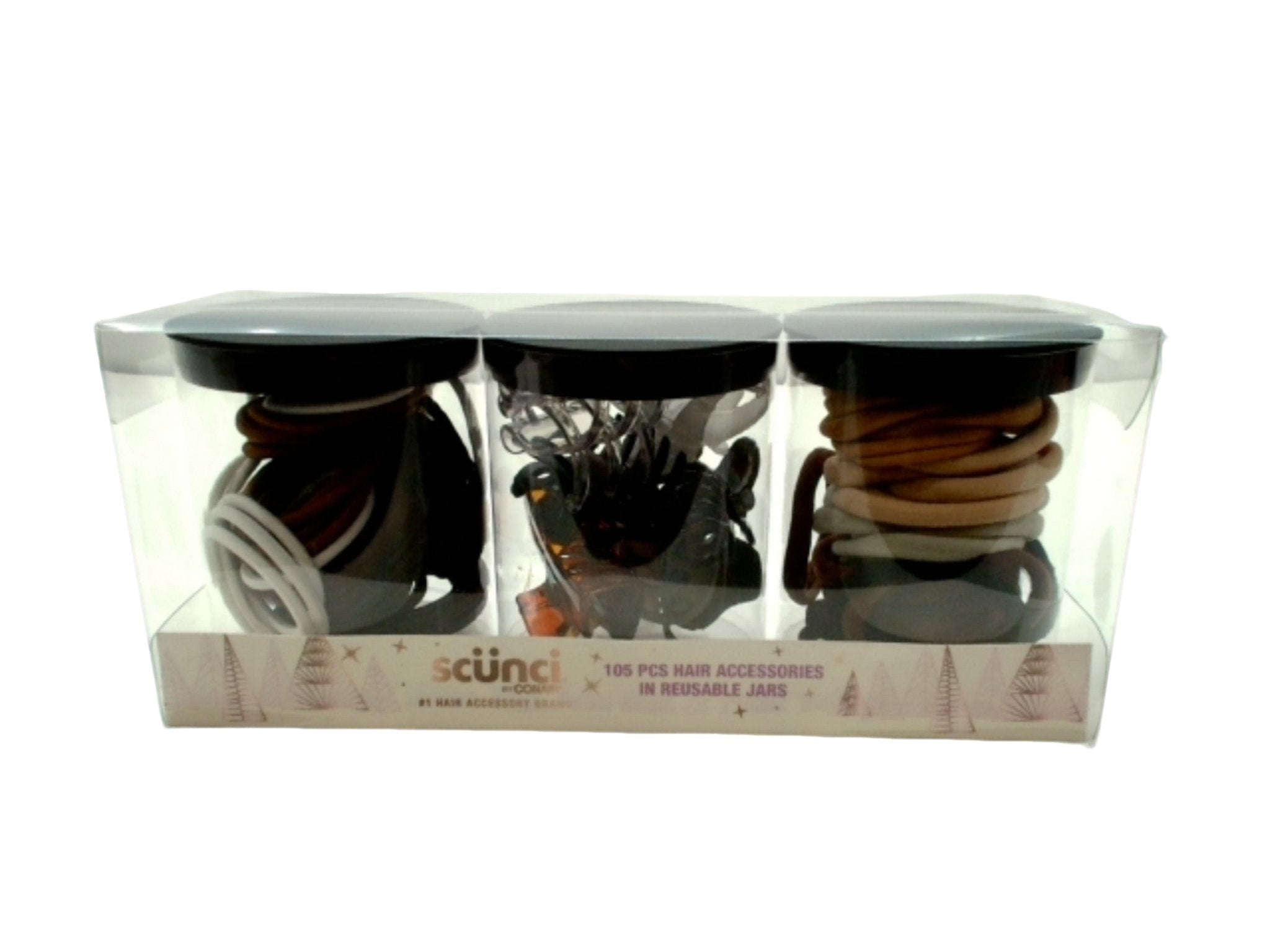 Scunci 105pc Hair Accessories Set in Reusable Jars - Brantford Surplus