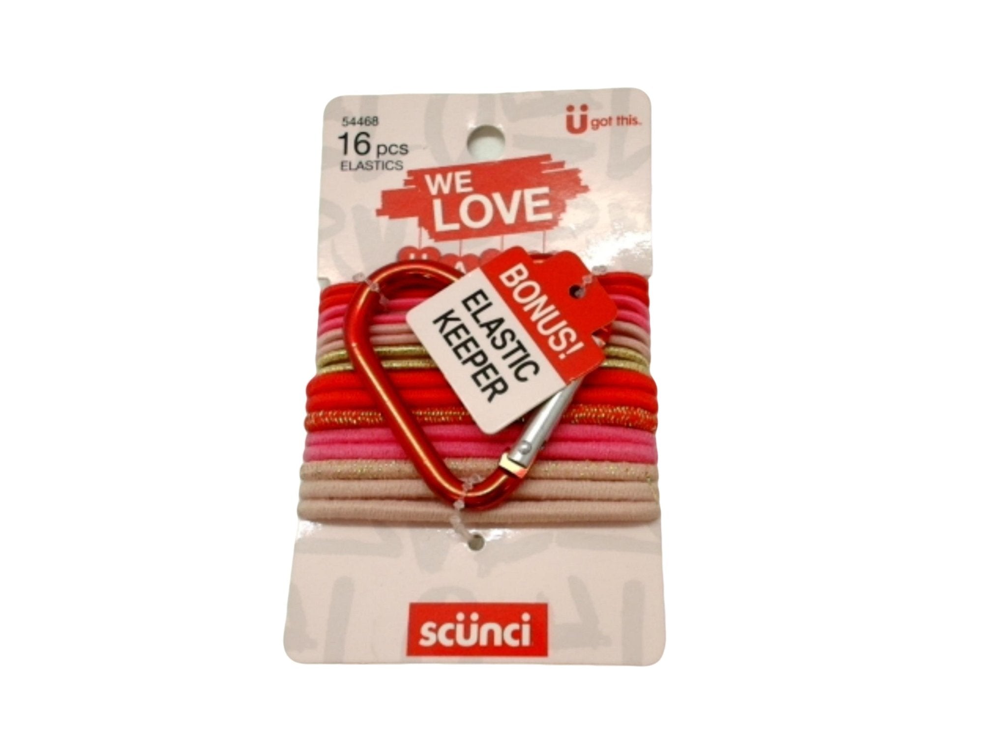 Scunci Valentine's Hair Elastics 16 - Pack with Keeper - Brantford Surplus