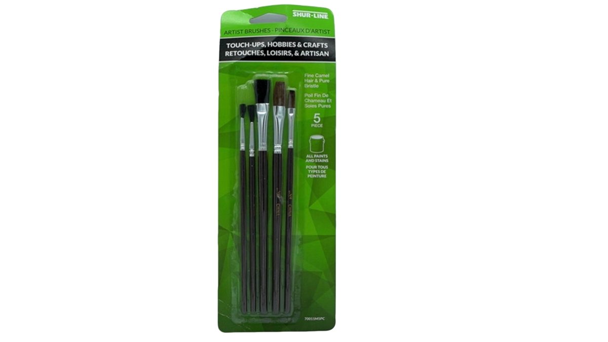 Shur - line 5pc Paint Brush Set - Fine Camel Hair & Bristle - Brantford Surplus