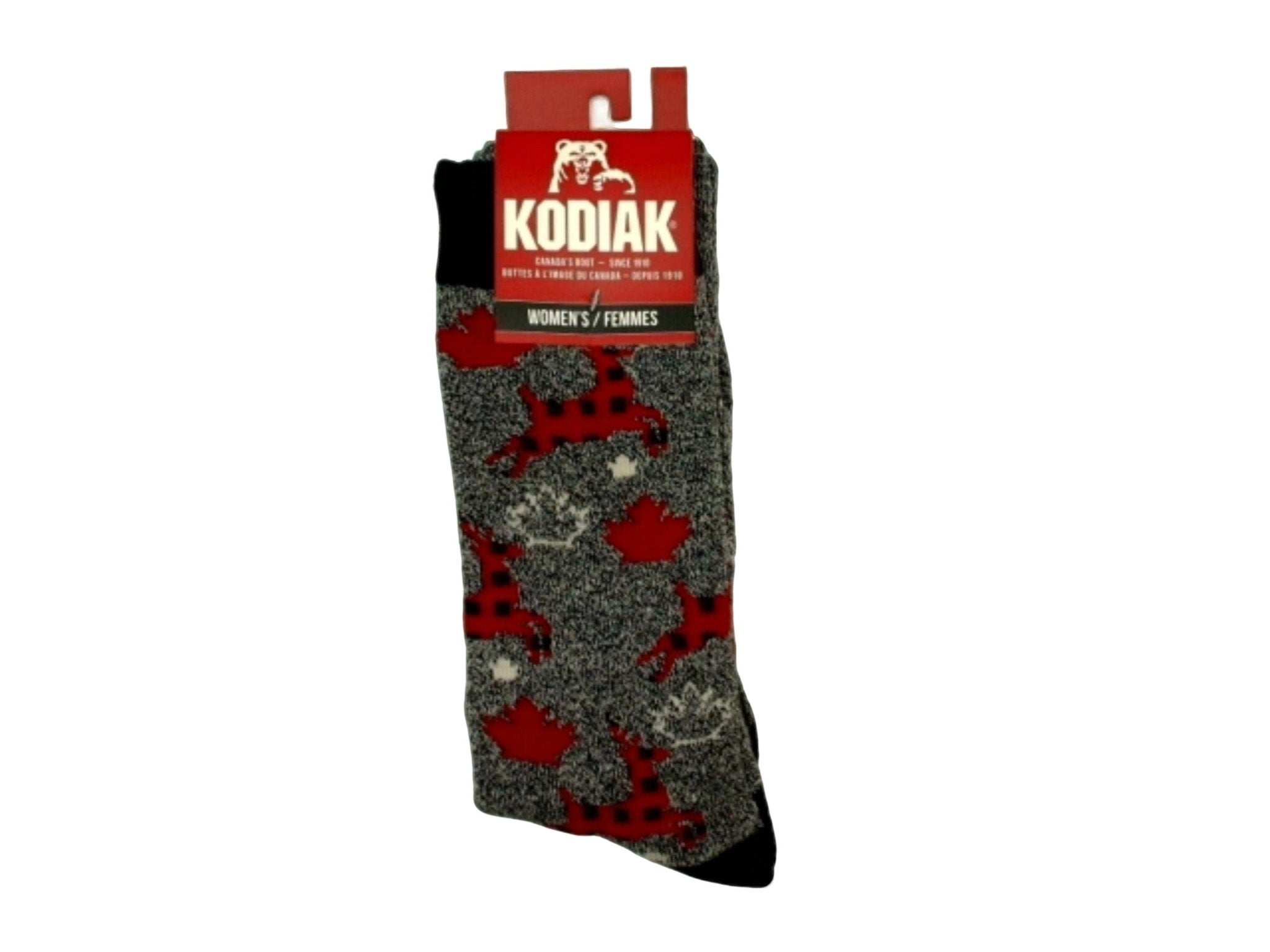 Socks Women's Boot 2pk. Grey/Ivory Reindeer Kodiak - Brantford Surplus