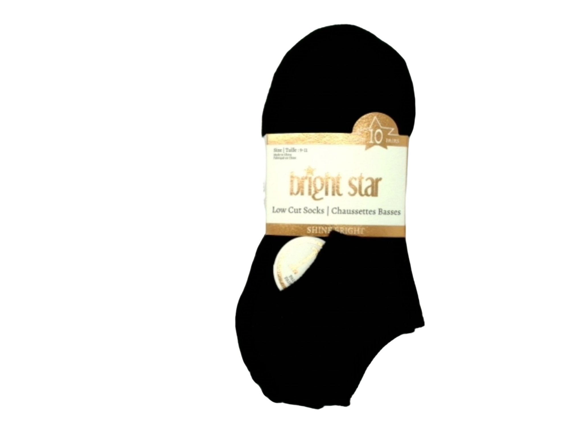 Socks Women's Low Cut 10pk. Black Bright Star - Brantford Surplus