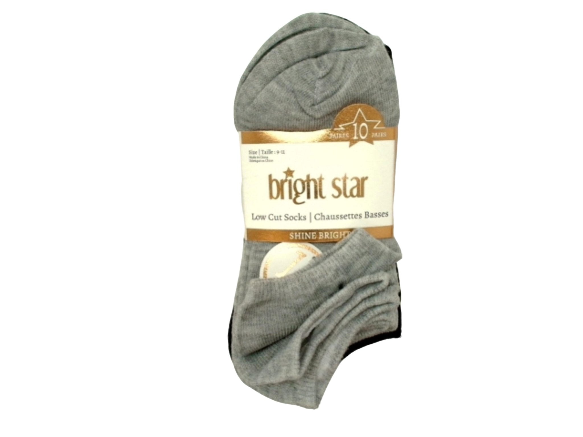 Socks Women's Low Cut 10pk. Black/White/Grey Bright Star - Brantford Surplus