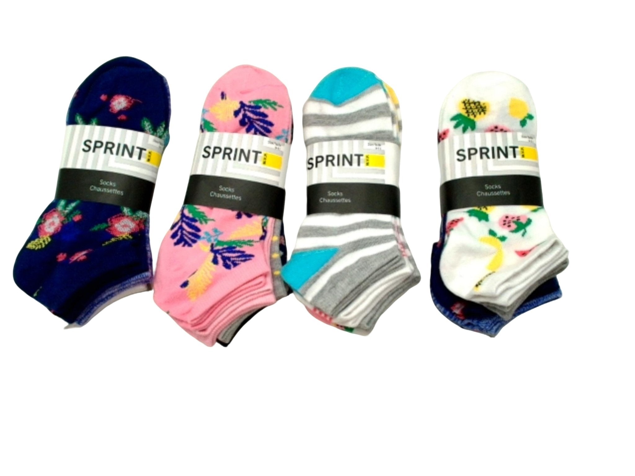 Sprint Women's Low Cut Athletic Socks - 6 Pack Assorted - Brantford Surplus