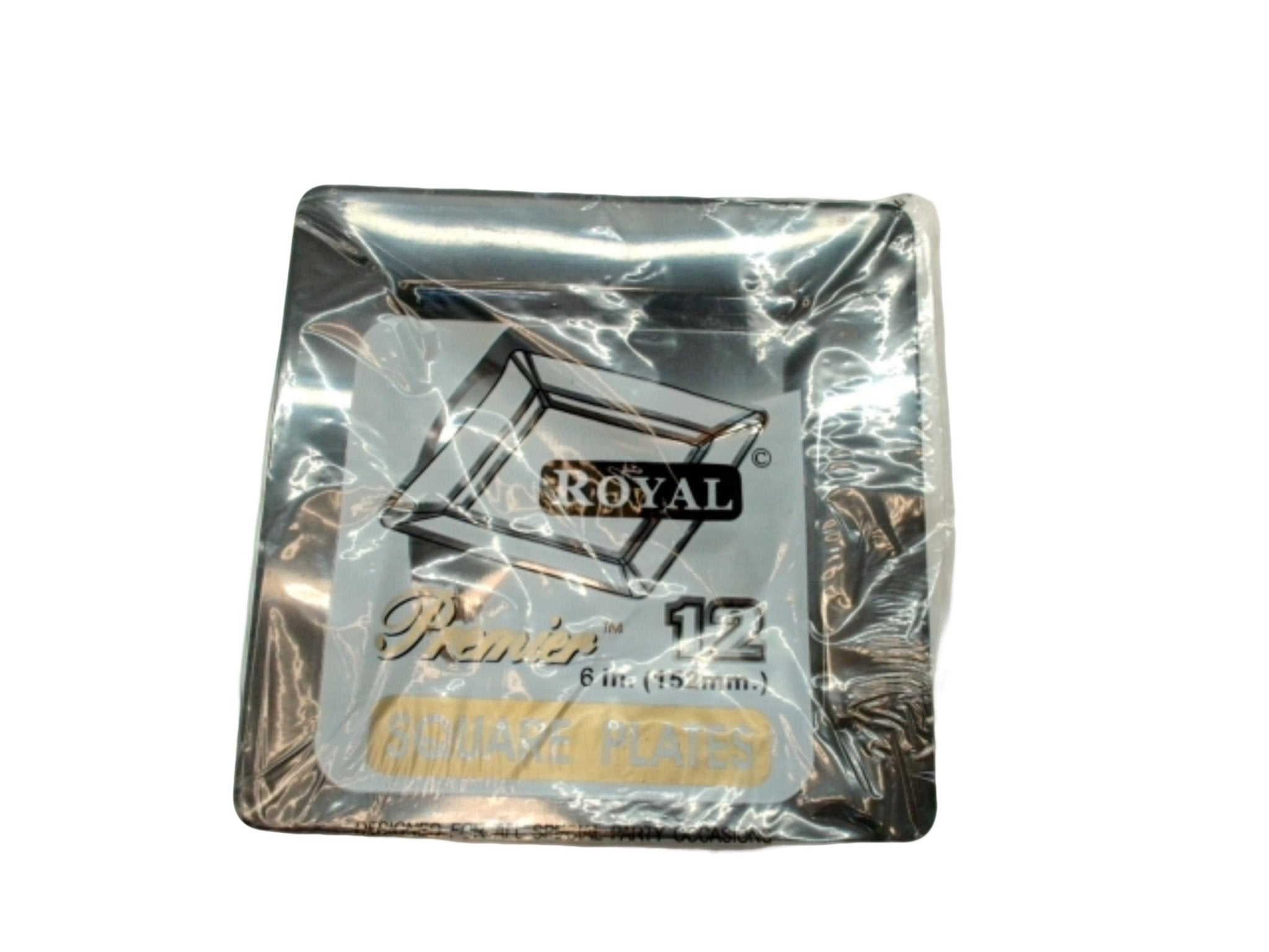 Square Plastic Plates 6" 12pk. Black Royal Premier - Brantford Surplus