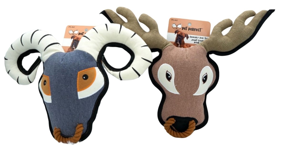 Squeaky Goat Head Dog Toy - Durable Pet Perfect Chew - Brantford Surplus