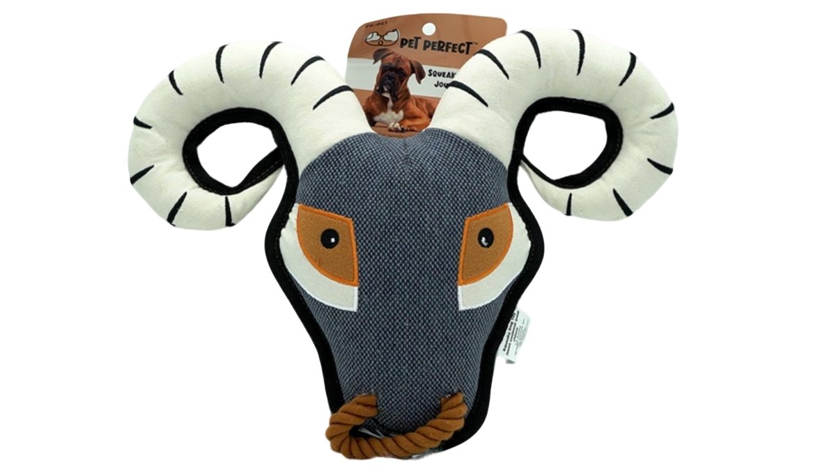 Squeaky Goat Head Dog Toy - Durable Pet Perfect Chew - Brantford Surplus