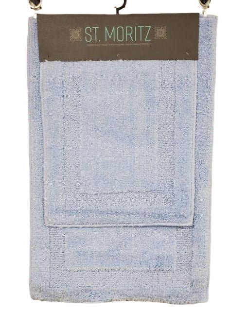 St. Moritz Soft Microfiber Blue Bath Mat Set - Brantford Surplus