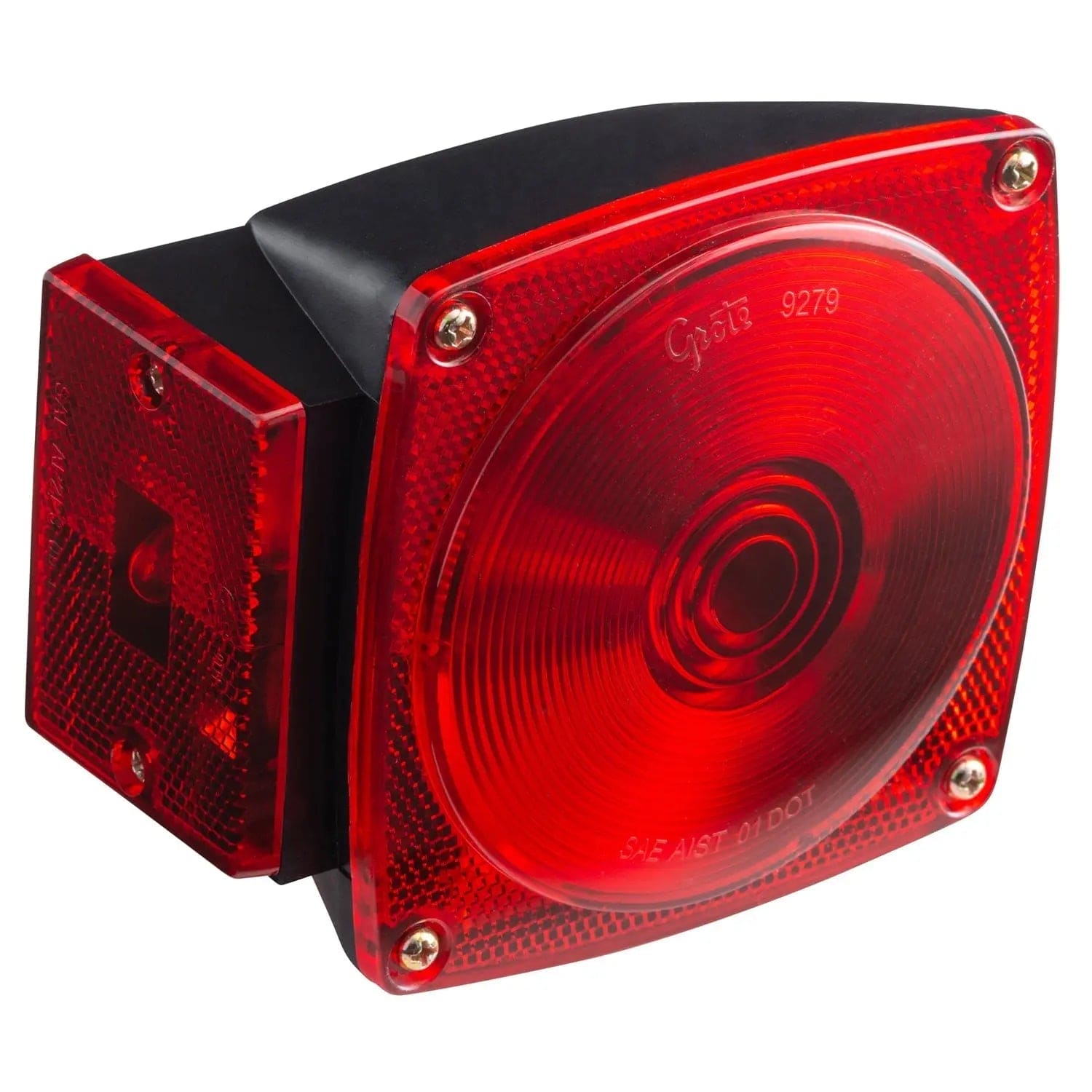 Stop/Turn/Signal Light w/Window 4.5"x4.5" Square Red (with plate light) - Brantford Surplus