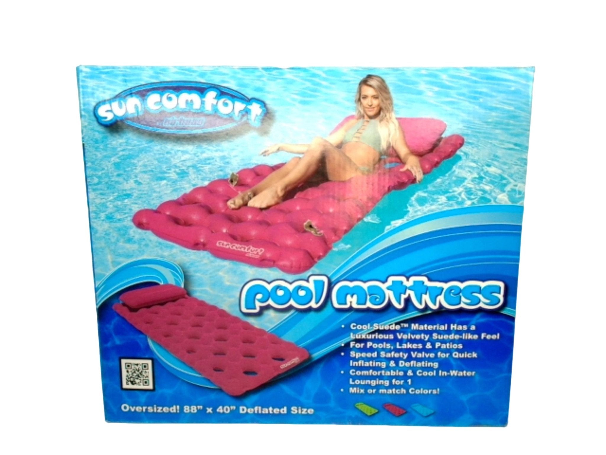 Sun Comfort Raspberry Pink Pool Float 88"x40" Mattress - Brantford Surplus
