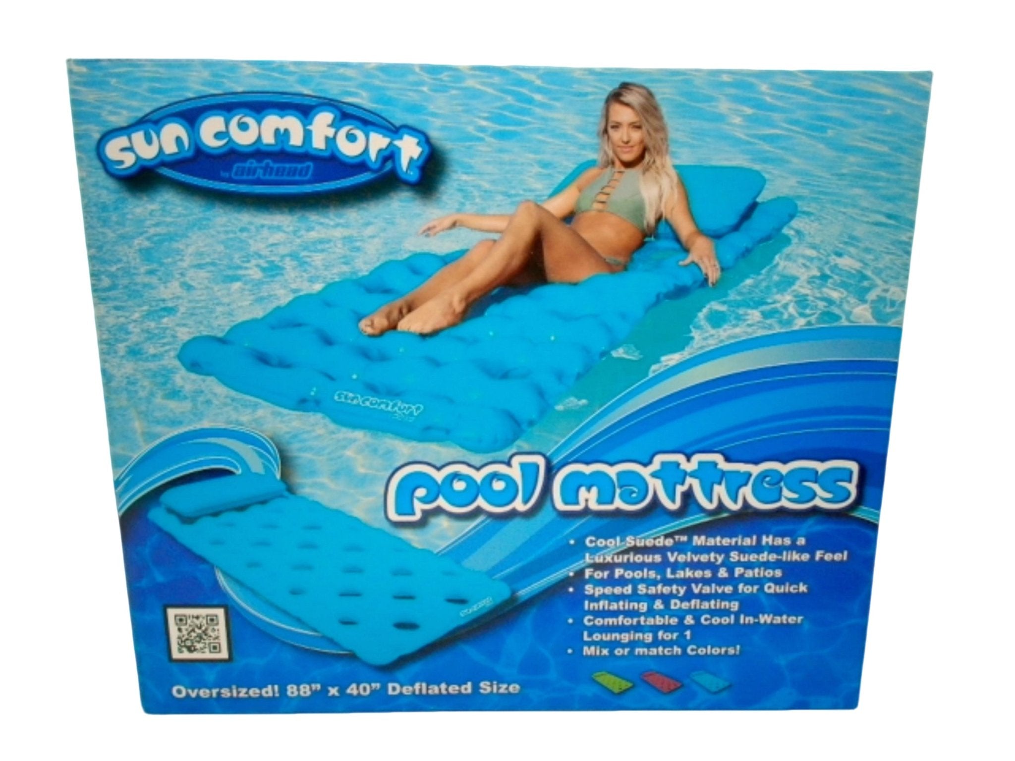 Sun Comfort Sapphire Blue Pool Float Mattress 88"x40" - Brantford Surplus