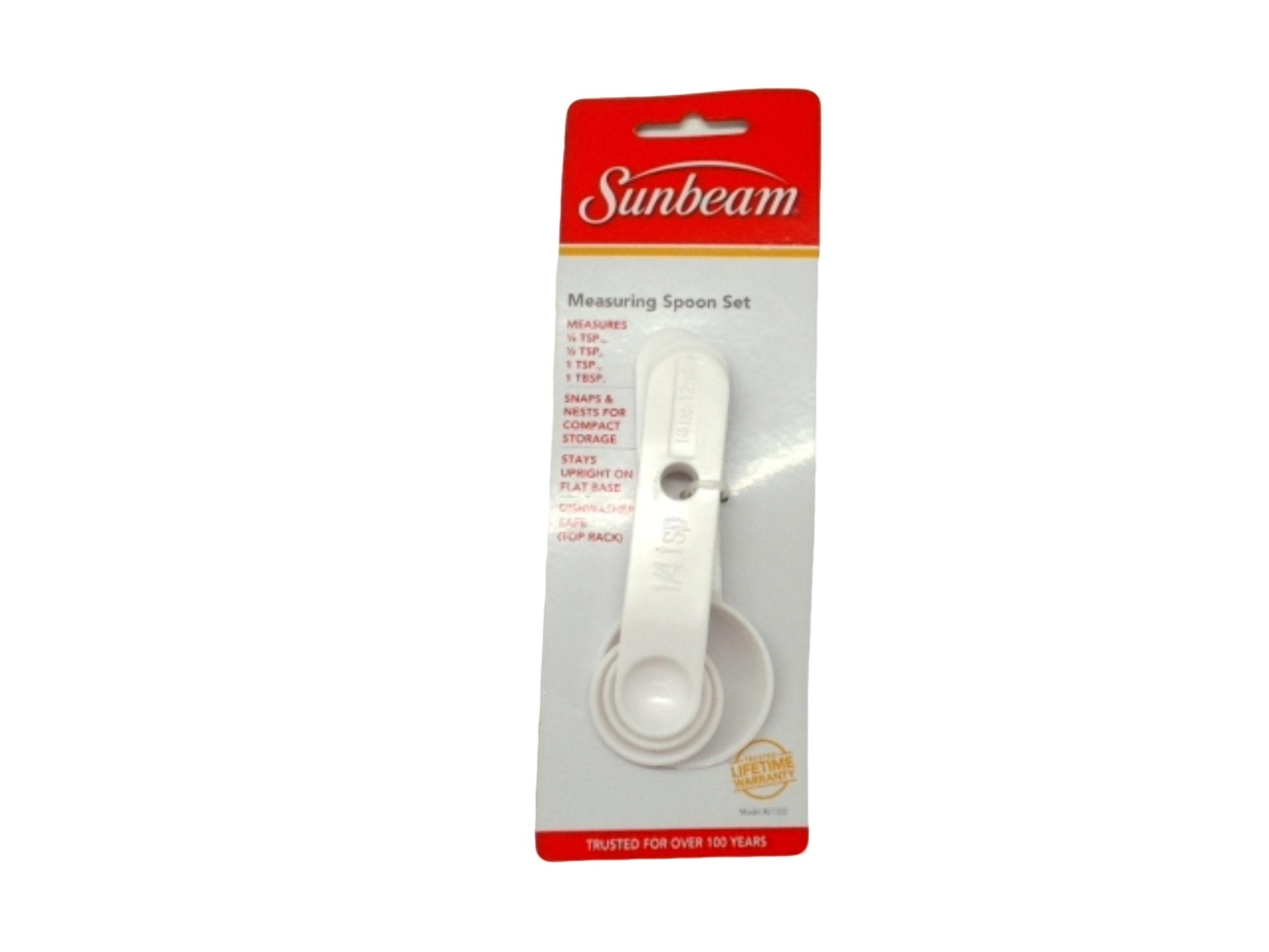 Sunbeam White Plastic Measuring Spoon Set - 4pc - Brantford Surplus
