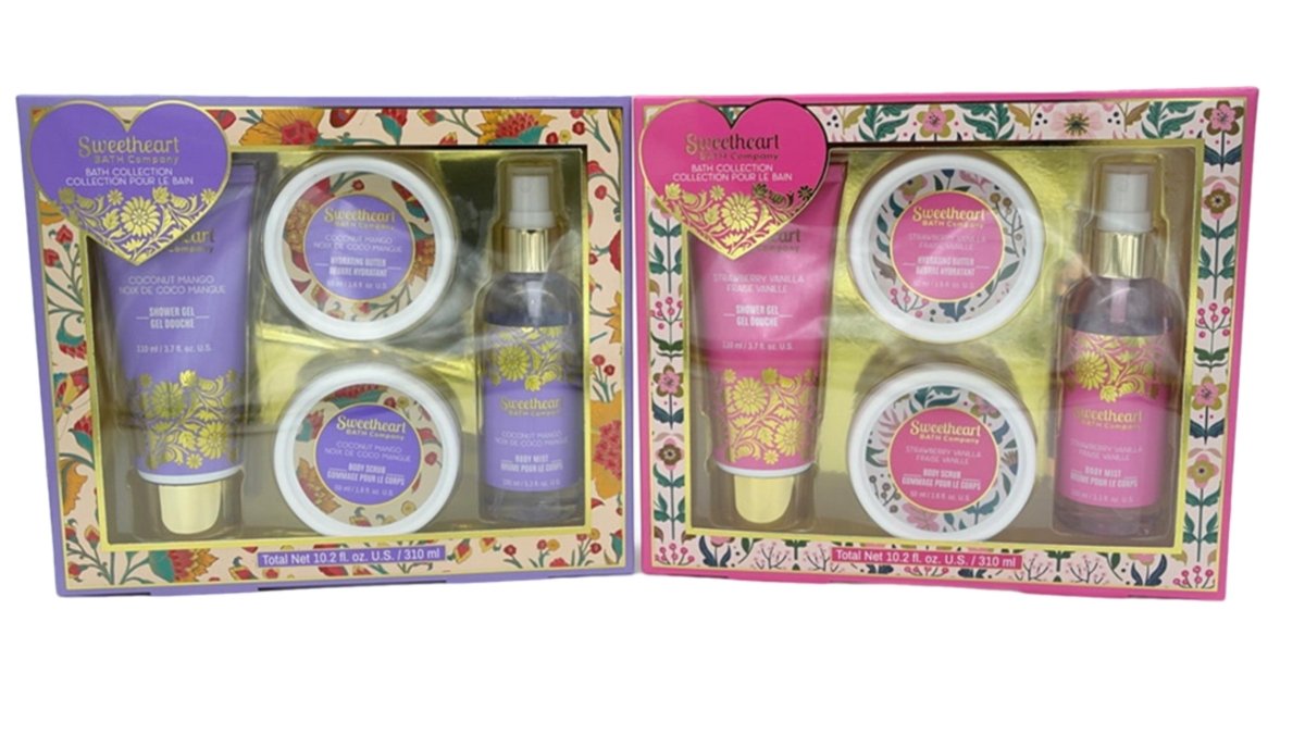 Sweetheart Bath Set 4pcs - Coconut Mango or Strawberry Vanilla - Brantford Surplus