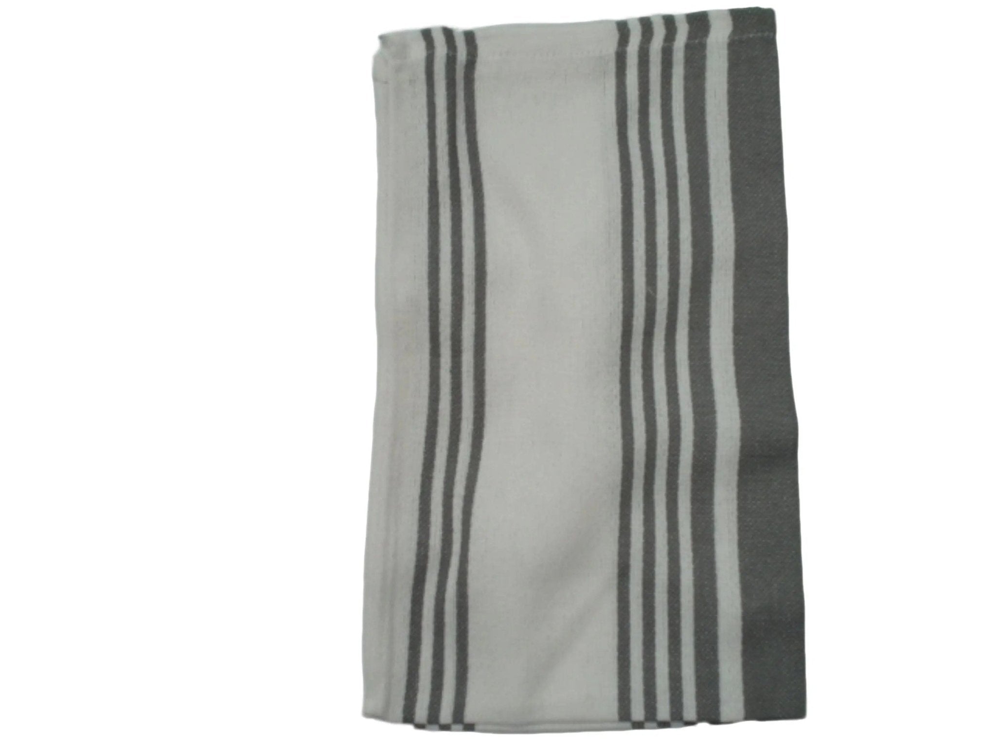 Terry Kitchen Towel 16"x28" White w/Grey Stripe - Brantford Surplus