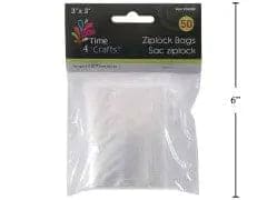 TIME 4 CRAFTS, 50 - PC. ZIPLOCK BAG, SIZE: 3" x 3" P - Brantford Surplus