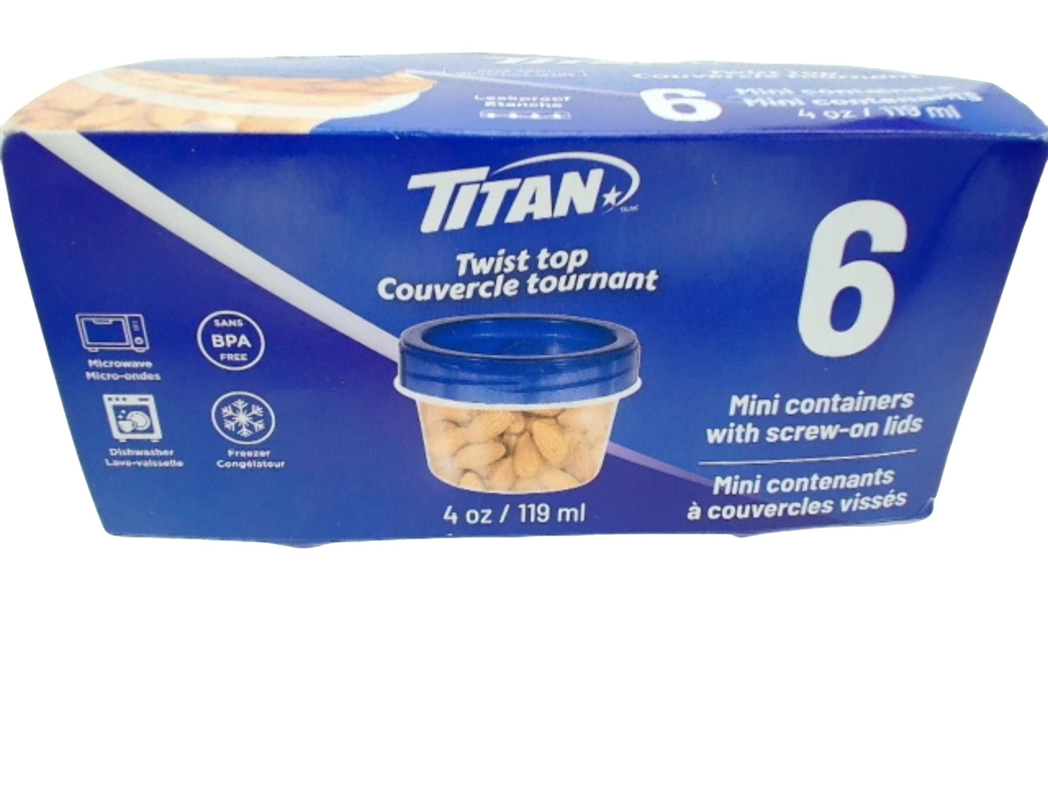 Titan Twist Top 4 Oz Durable Plastic Storage Containers - Brantford Surplus