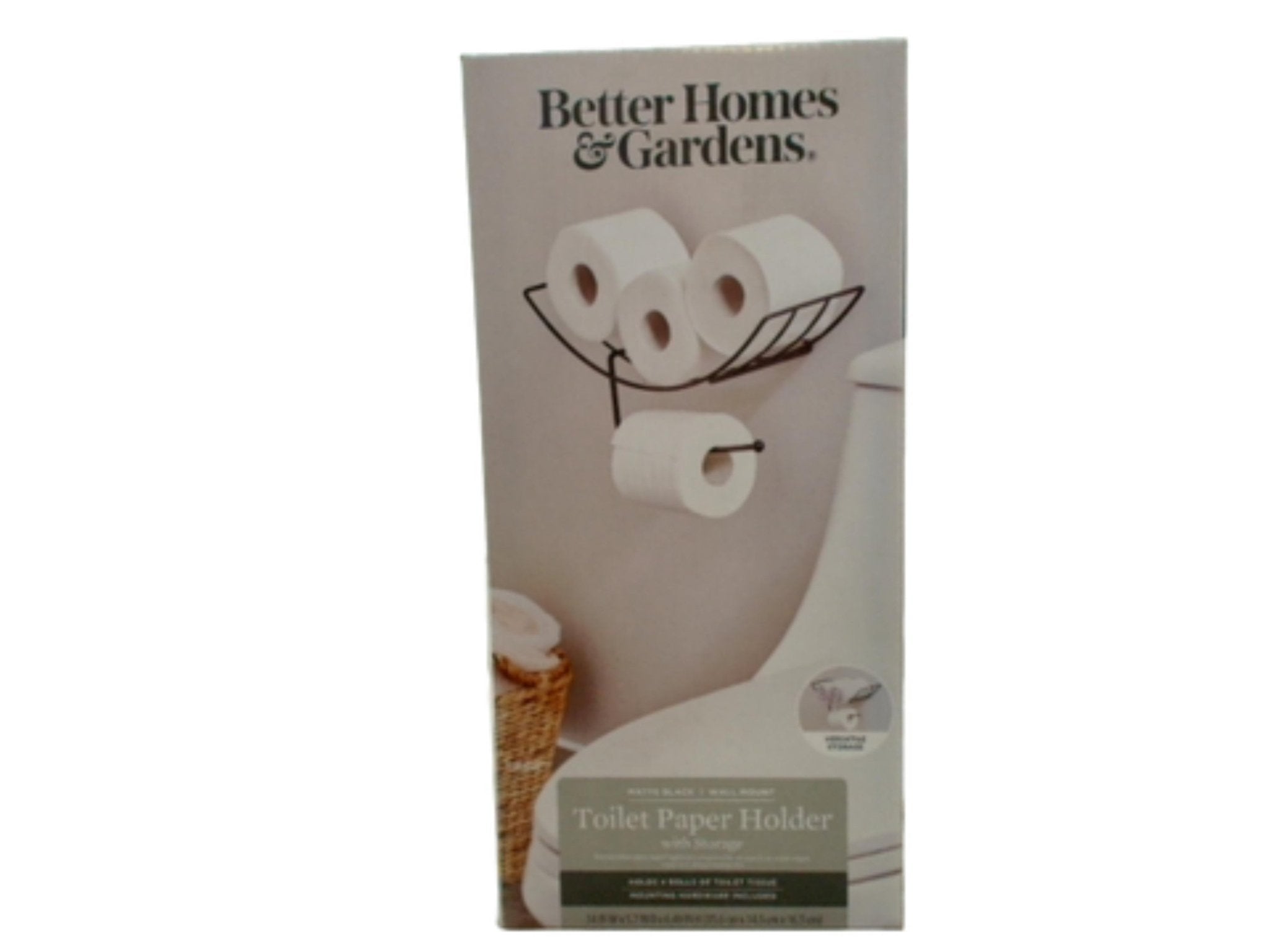 Toilet Paper Holder w/Storage Matte Black Wall Mount Better Homes & Gardens - Brantford Surplus