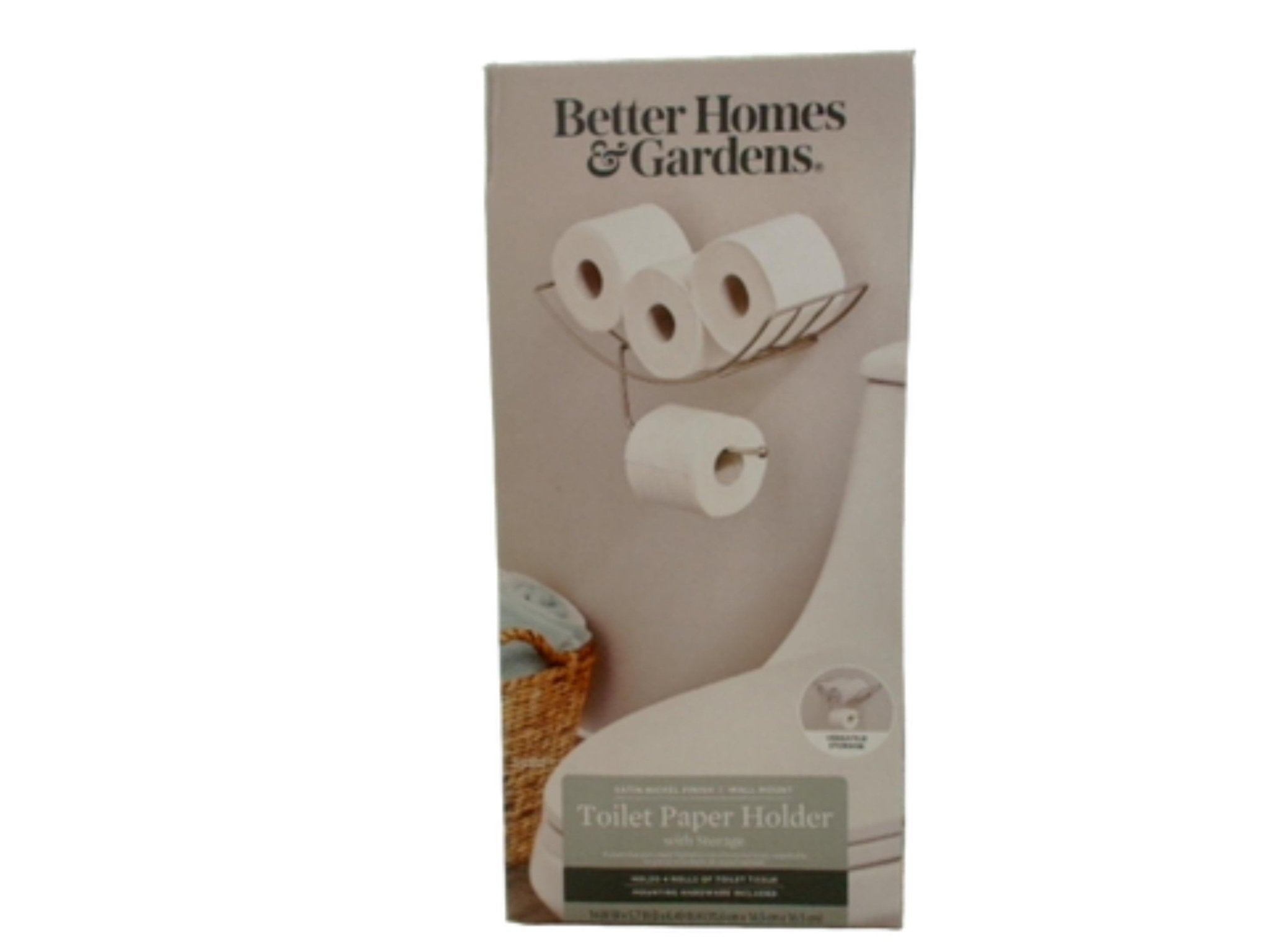 Toilet Paper Holder w/Storage Satin Nickel Wall Mount Better Homes & Gardens - Brantford Surplus