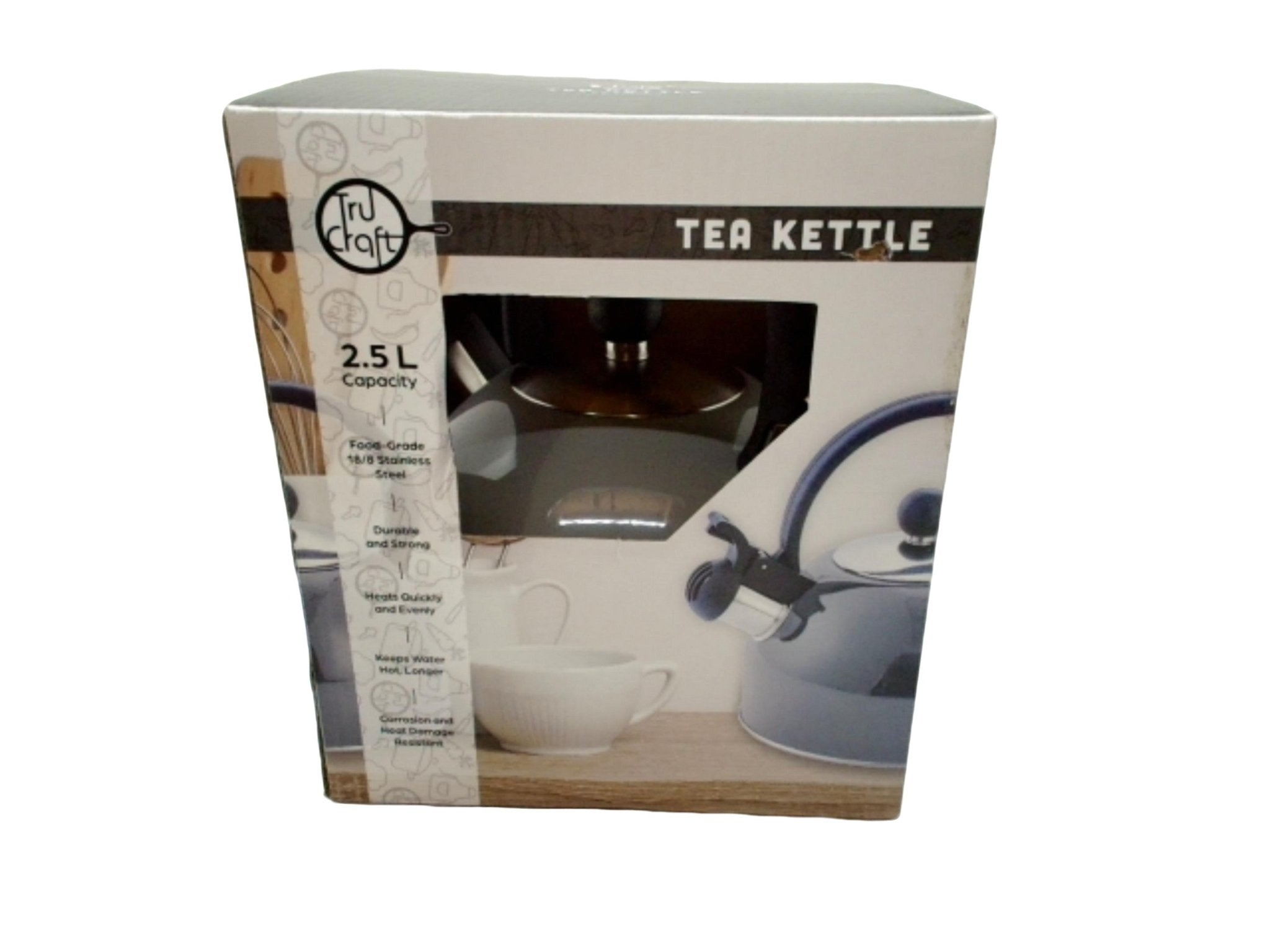 Tru Craft 2.5L Stainless Steel Grey Tea Kettle - Brantford Surplus