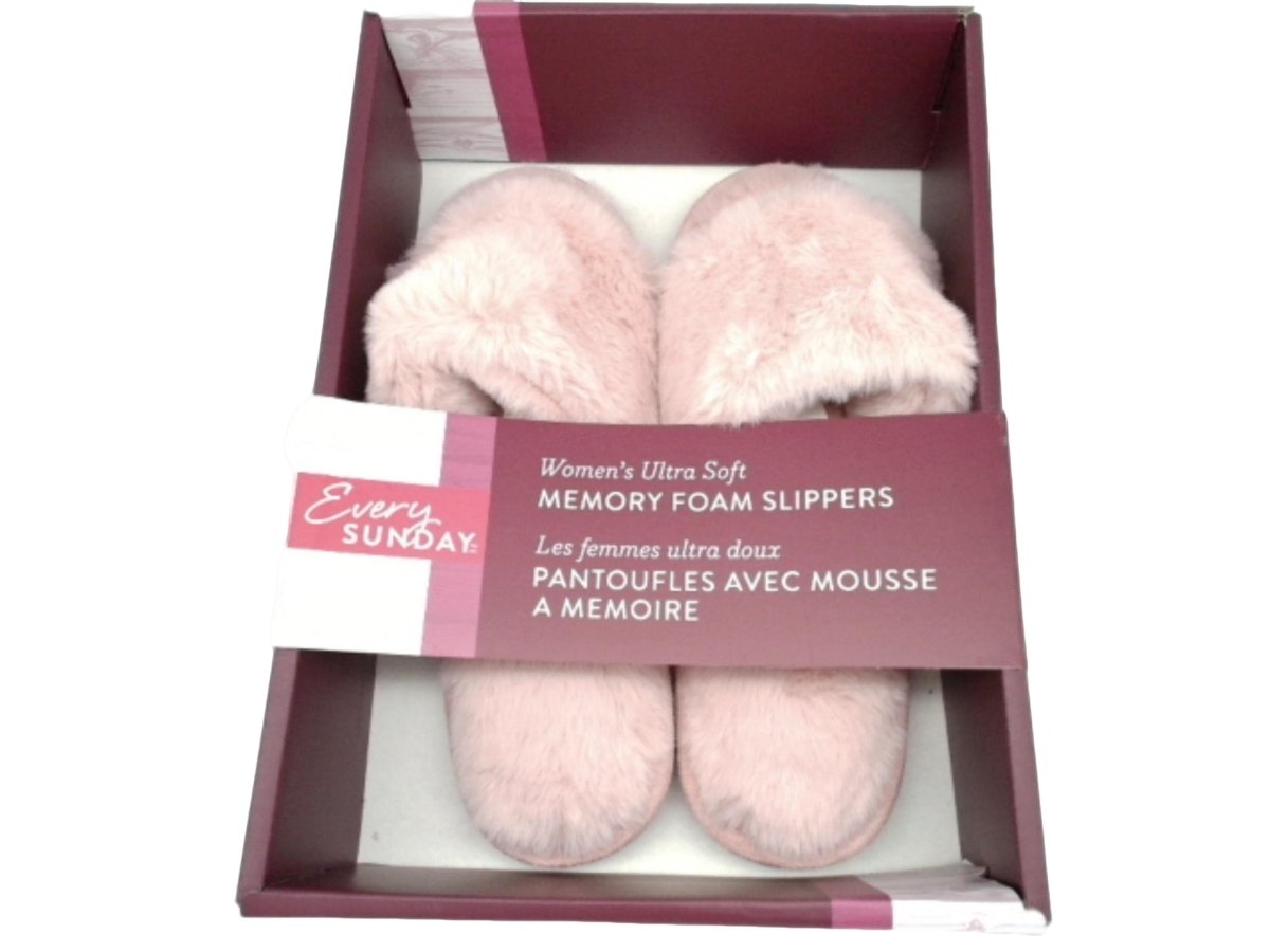 Ultra Soft Memory Foam Women's Pink Slippers Open Toe - Brantford Surplus