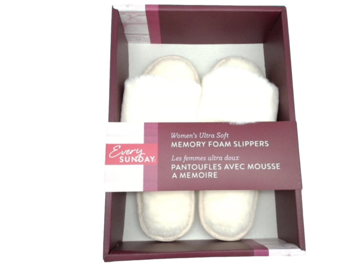 Ultra Soft Memory Foam Women's Slippers Open Toe Plush Cream - Brantford Surplus