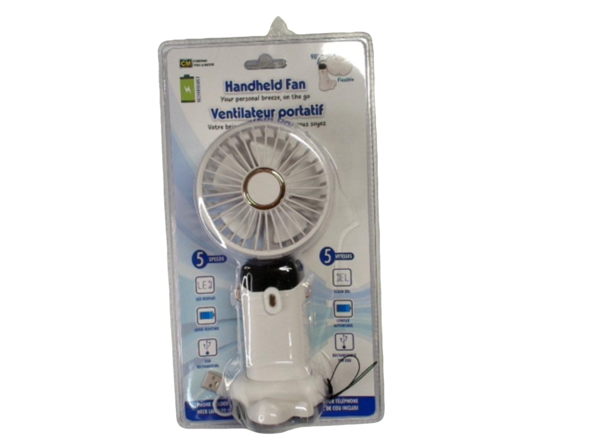 USB Rechargeable Handheld Fan - 5 Speed Portable Cooler - Brantford Surplus