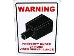 Warning Sign Small 5.5"x7" 24 Hour Surveillance Or 4/$9.99 - Brantford Surplus