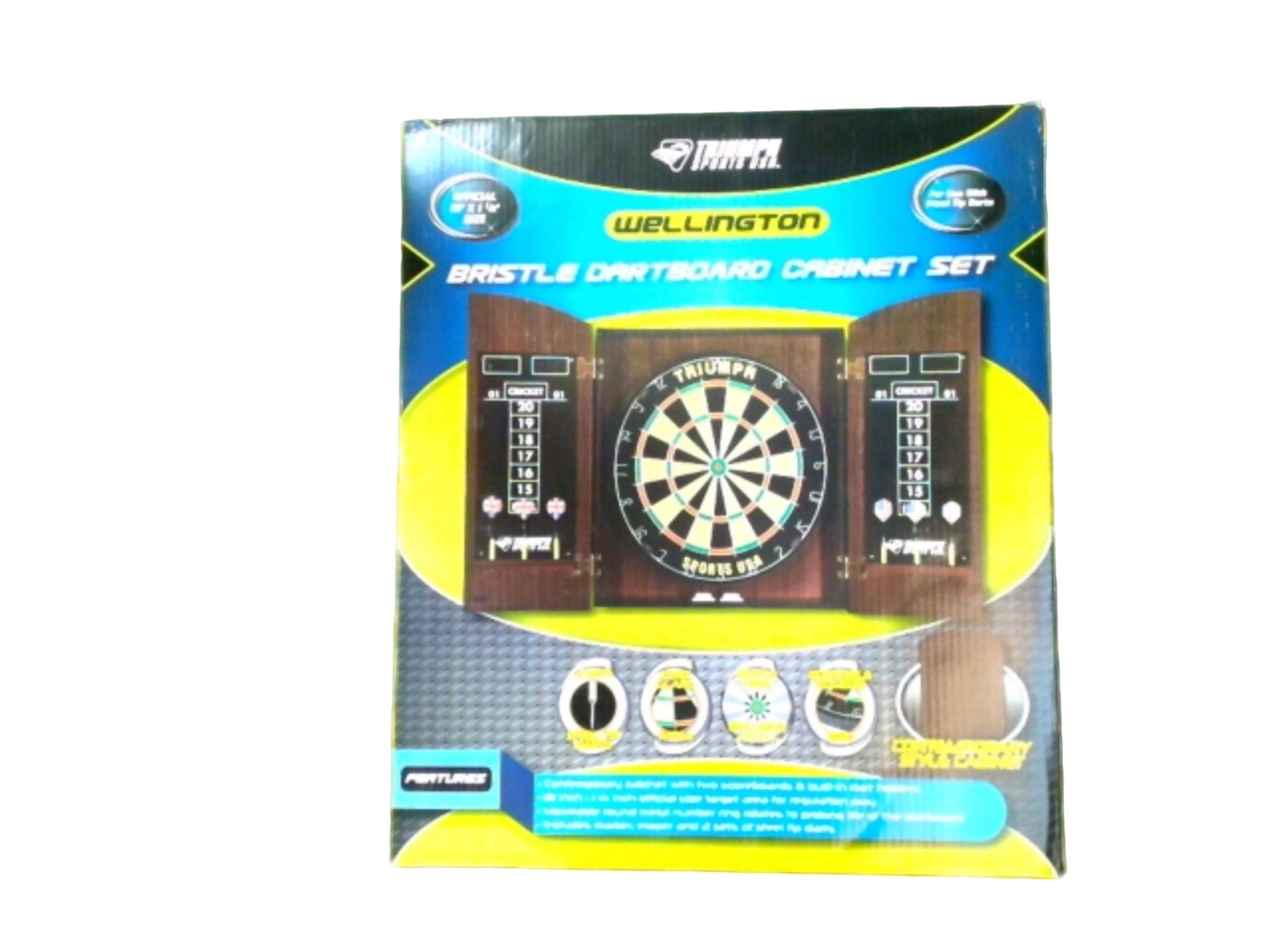 Wellington Dartboard Cabinet Set - Official 18" Size - Brantford Surplus