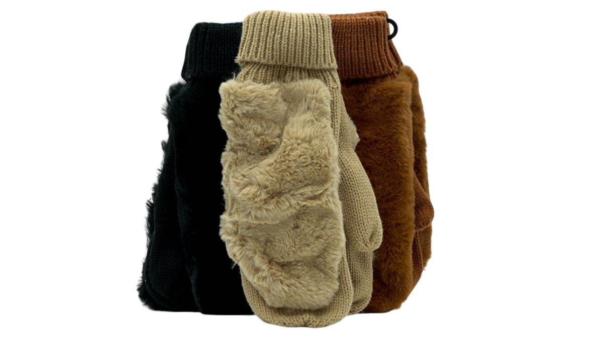 Women's Faux Fur Mittens - Warm Winter Gloves Assorted - Brantford Surplus