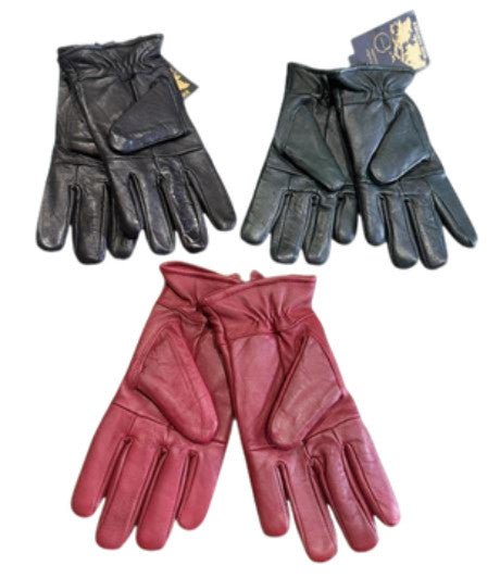 Women's Lambskin Leather Gloves - Black, Navy, Red - Brantford Surplus