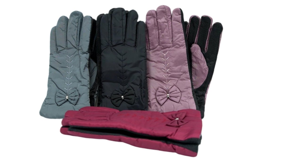 Women's Winter Gloves with Bow - Assorted Colors Ruby - Brantford Surplus