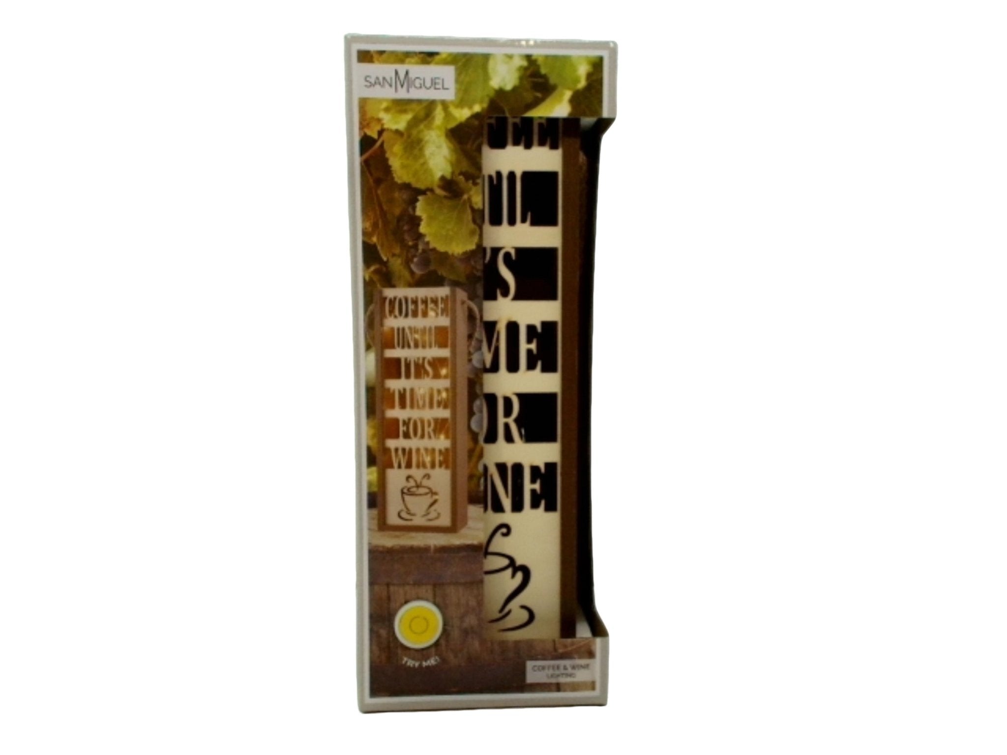 Wooden Coffee Wine Sign with Lights - San Miguel Decor - Brantford Surplus