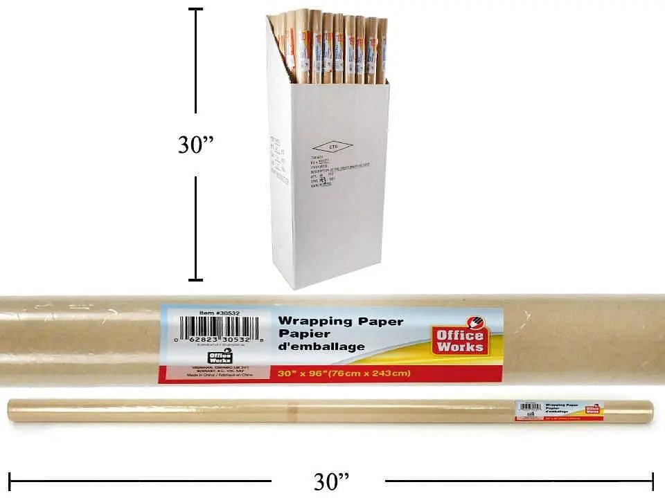 Wrapping paper 30x96 inch 76x243cm brown manilla paper - Brantford Surplus