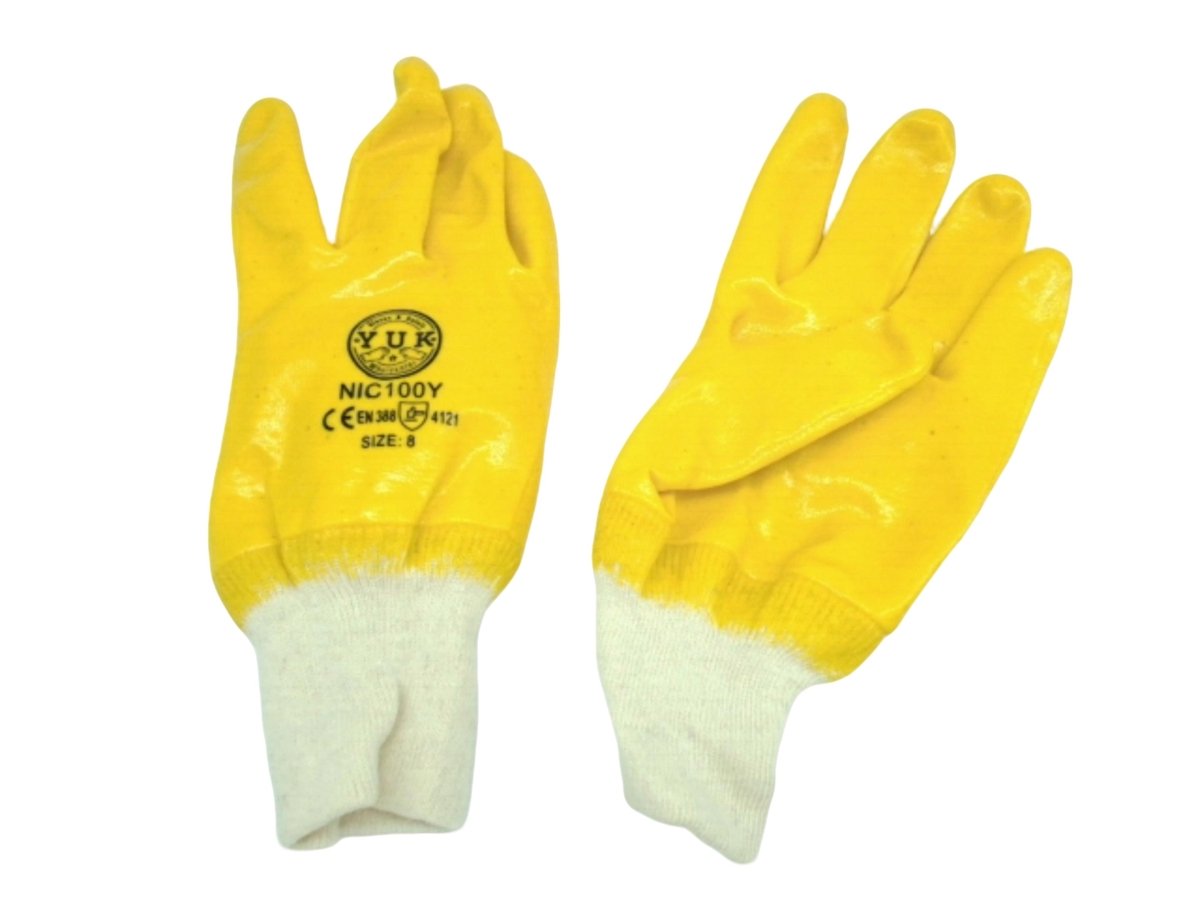 Yellow Nitrile Coated Work Gloves – 12 Pairs Durable - Brantford Surplus
