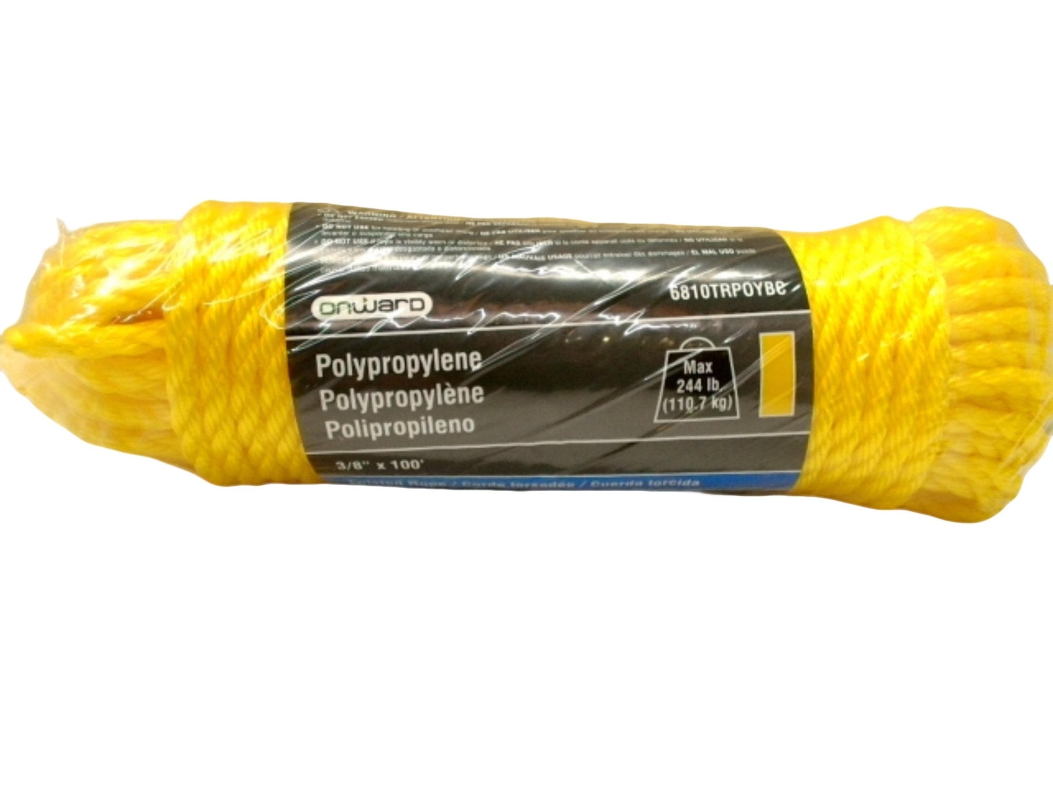 Yellow Polypropylene Twisted Rope 3/8" x 100' - Onward - Brantford Surplus
