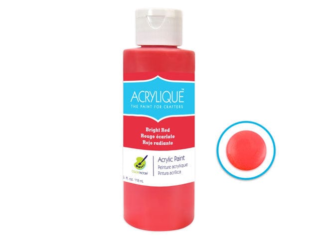 030 BRIGHT RED Color Factory: 4oz Acrylique Paint for Crafter's - Brantford Surplus
