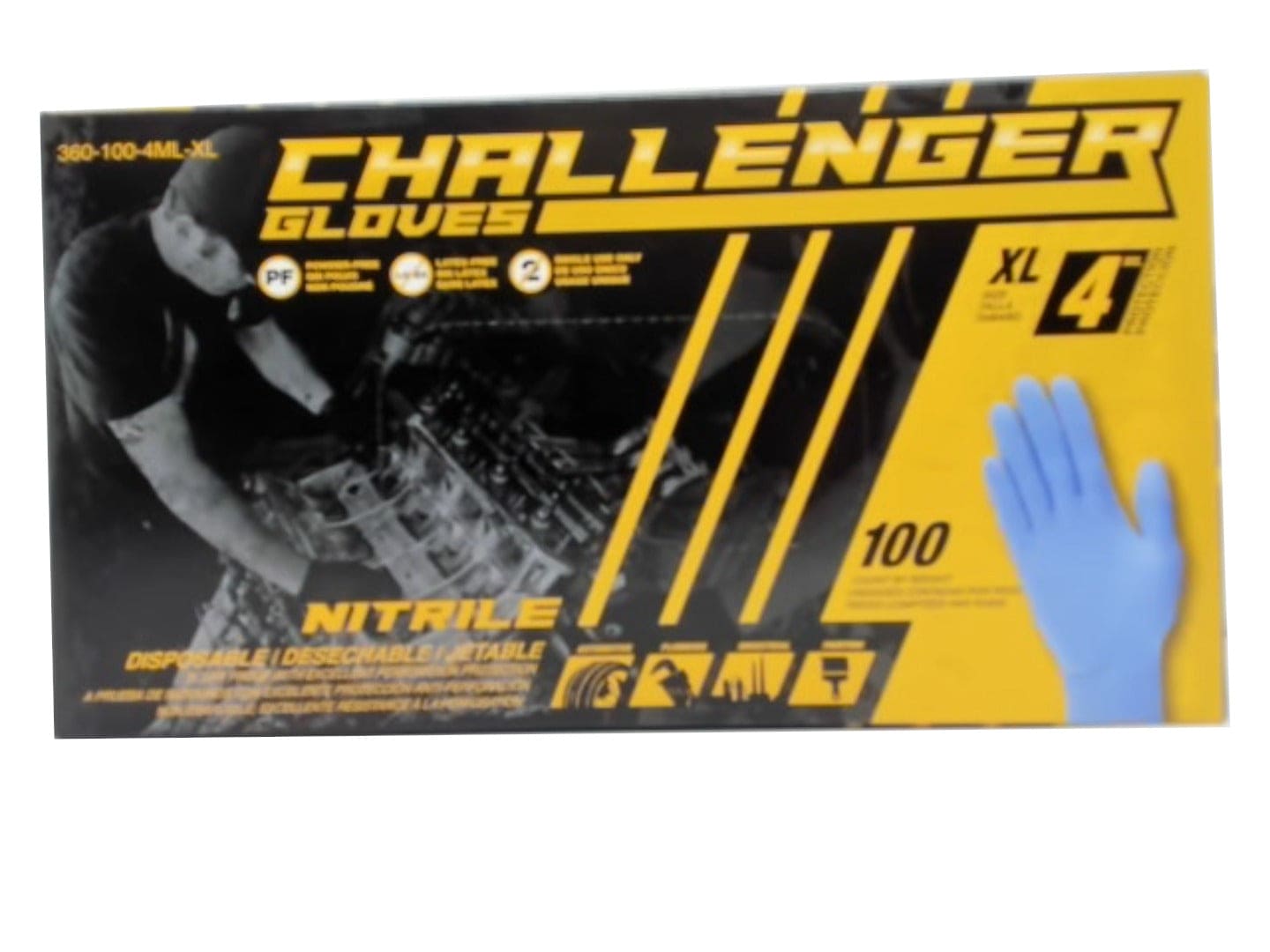 Disposable Gloves Nitrile Xl 100pk 4 Mil Challenger