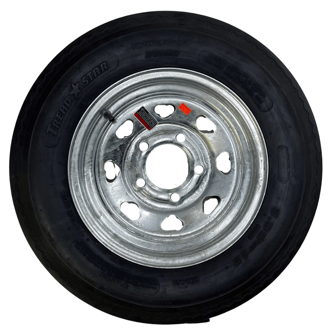 5.30 - 12 6PR KENDA 5BLT GALV 12x4.00 5/4.5 8Spoke Galvanized - Brantford Surplus