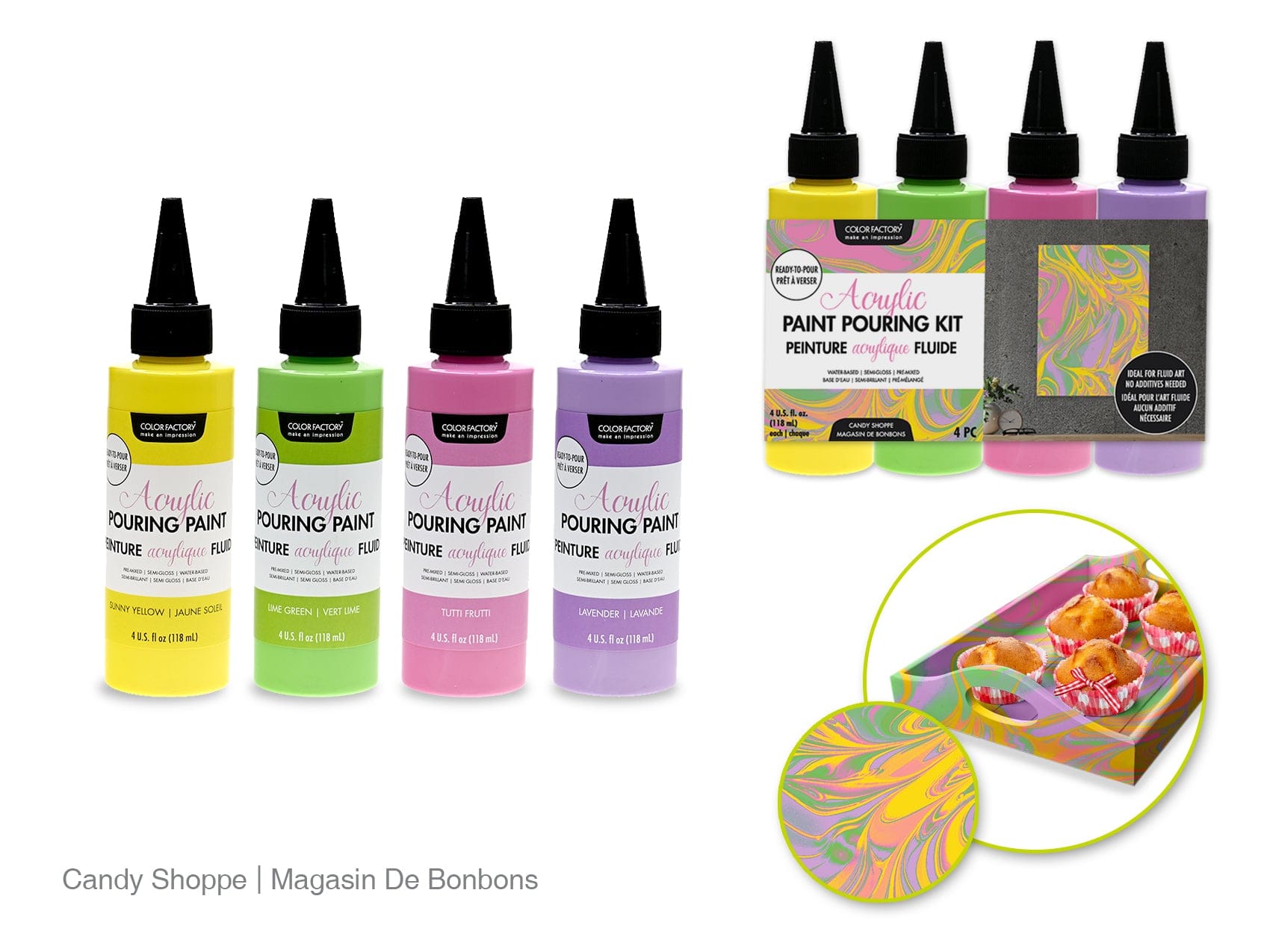 Acrylic Pouring Paint Kit 4pk 4oz Ready To Pour B) Candy Shoppe - Brantford Surplus