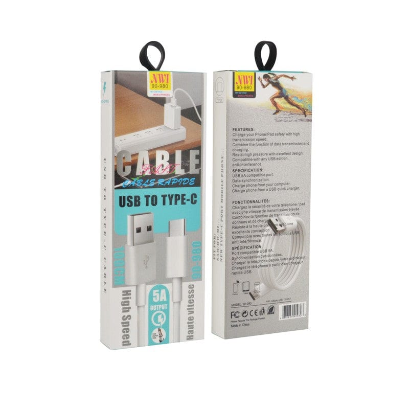 Cable - USB Type - C 3.3ft White NWI - Brantford Surplus