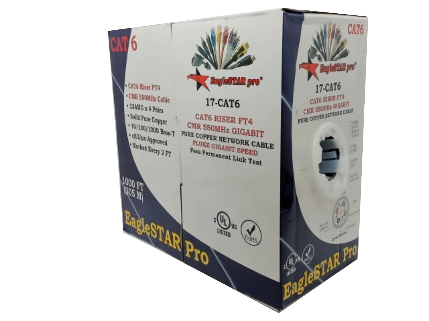 Cat6 FT4 blue network cable - 1000 feet per box sold by the foot - Brantford Surplus